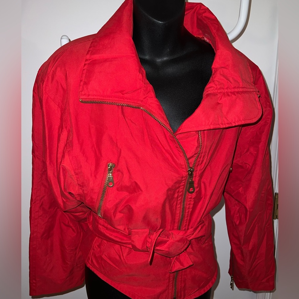 Andrew Marc New York Fire red motorcycle jacket
